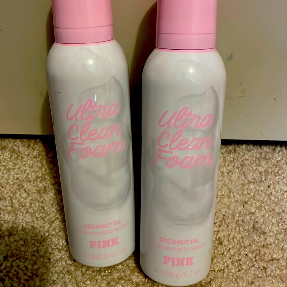2 Victoria's Secret PINK ULTRA CLEAN FOAM Coconut Oil Body Wash 5.7oz New